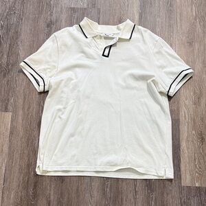 Club Monaco White Polo with Black Accents XL